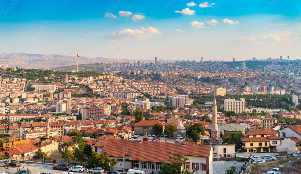 Ankara/Turkey - September 08 2018: Cityscape view from Ankara Castle