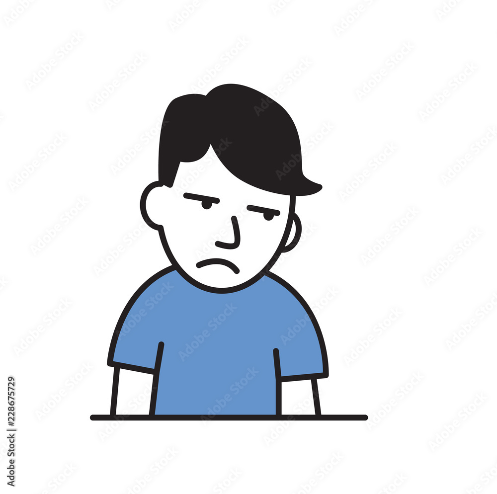 Cartoon guy in depression. The patients condition. Cartoon design icon. Colorfull flat vector illustration. Isolated on white background.