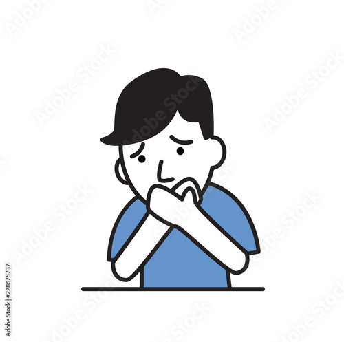 Boy about to throw up. Nausea flat design icon. Colorful flat vector illustration. Isolated on white background.