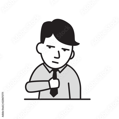 Exhausted young businessman. Flat design icon. Colorful flat vector illustration. Isolated on white background.