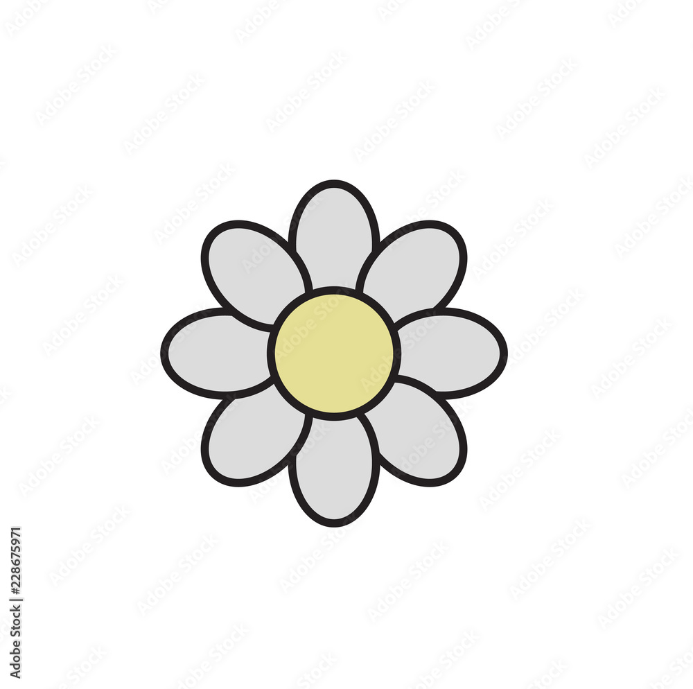 Simple daisy chamomile. Camomile icon. Cartoon design icon. Colorful flat  vector illustration. Isolated on white background. Stock Vector | Adobe  Stock