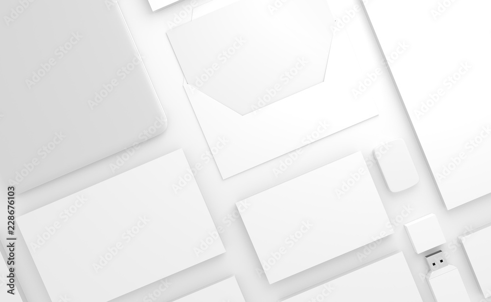 Branding mock up on gray surface - 3D Branding mock up on gray surface - 3D