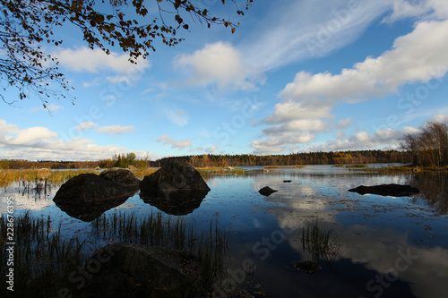 Lake in Finland in Autumn photo