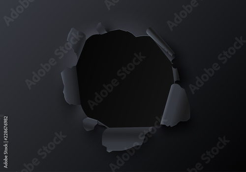 Black creative template with torn paper decor.