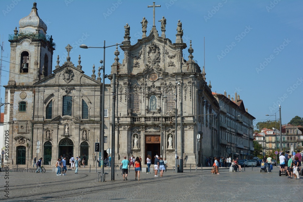 A view over two churches side-by-side - Igreja do Carmo and Igreja das Carmelitas, in Porto, Portugal