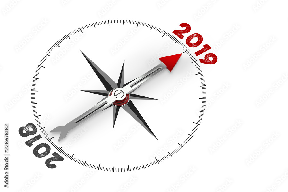 Roter Pfeil zeigt auf das neue Jahr 2019 Roter Pfeil zeigt auf das neue Jahr 2019