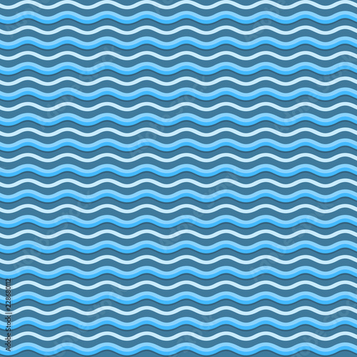 Abstract Blue Waves Seamless Pattern Background. Vector