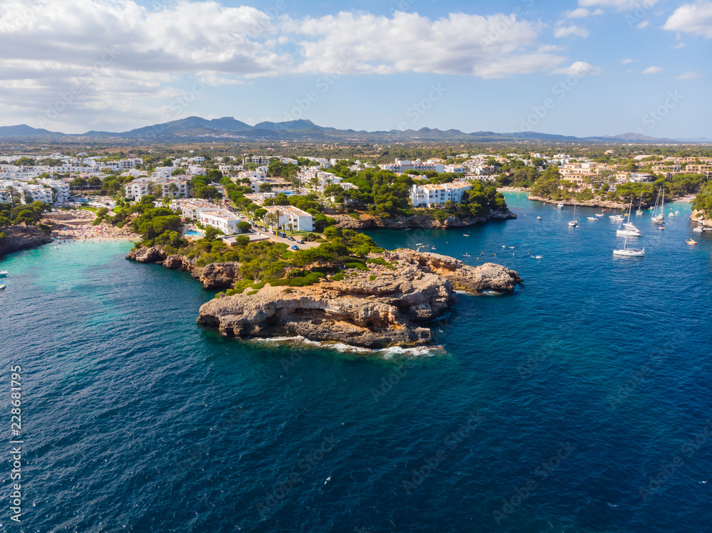 Spain, Mallorca, Portocolom, Aerial view of Cala d'Or and bay Cala Ferrera Spain, Mallorca, Portocolom, Aerial view of Cala d'Or and bay Cala Ferrera