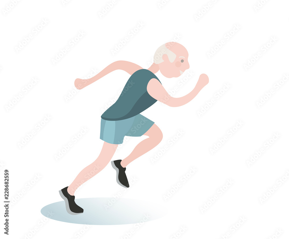 old man running cartoon