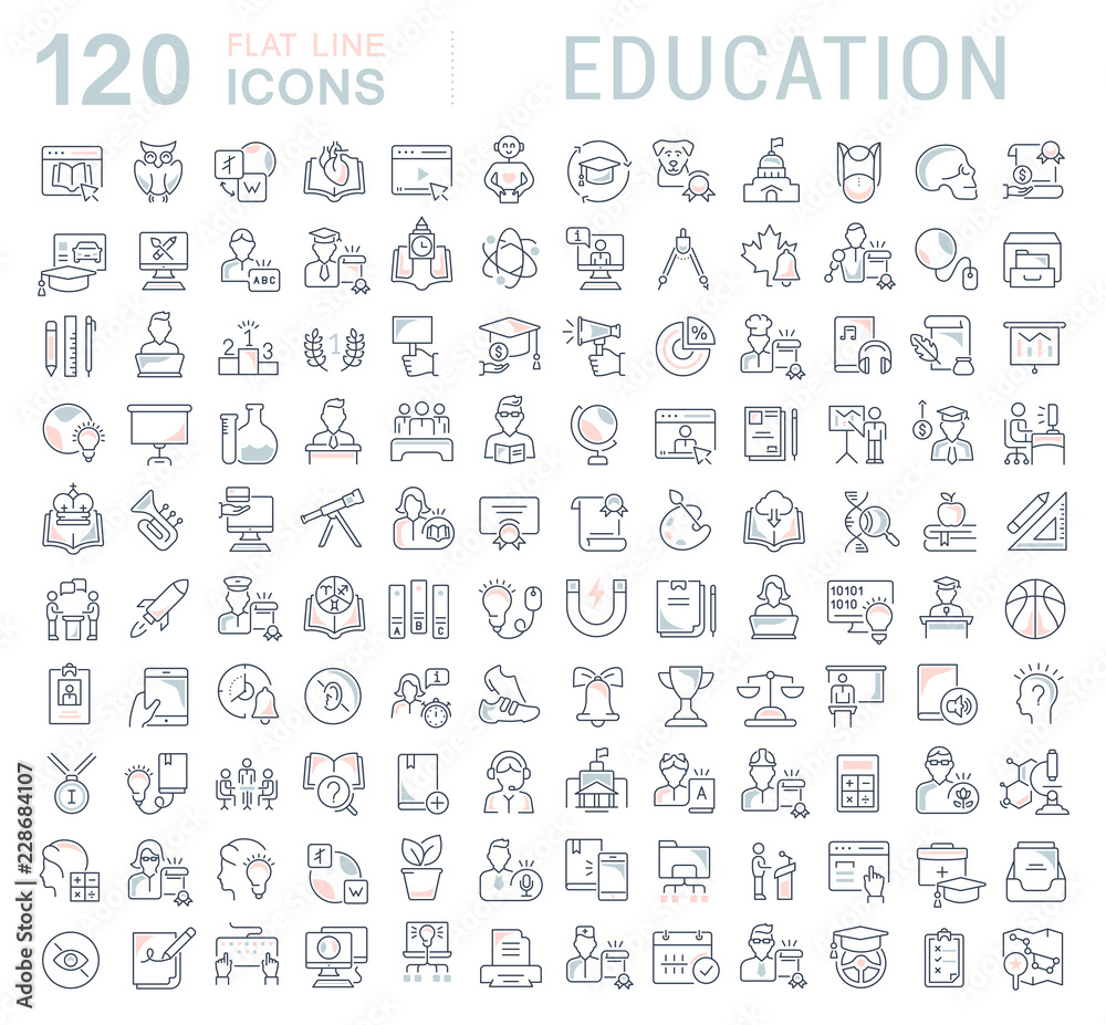 Set Vector Line Icons of Education. Set Vector Line Icons of Education.