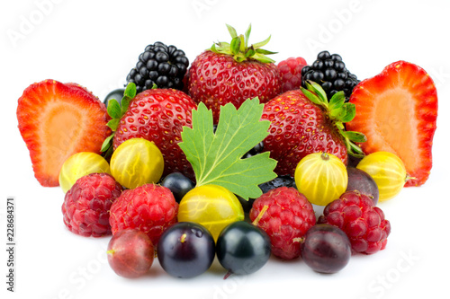Close up view of nice fresh berries isolated on a white background.