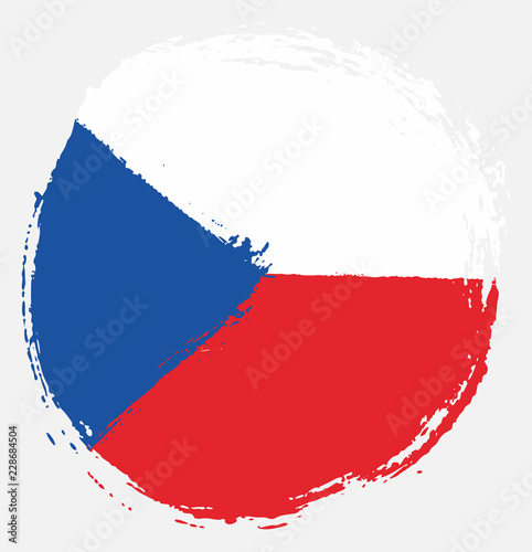 Czech Republic Circle Flag Vector Hand Painted with Rounded Brush