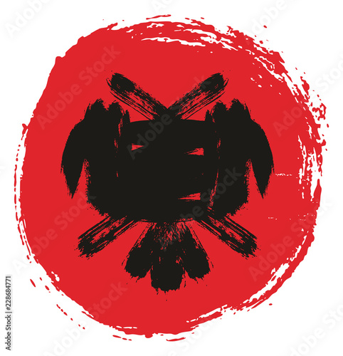 Albania Circle Flag Vector Hand Painted with Rounded Brush