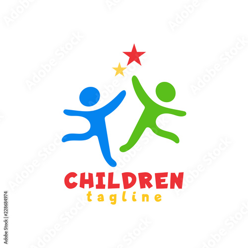 Children logo icon design illustration template vector