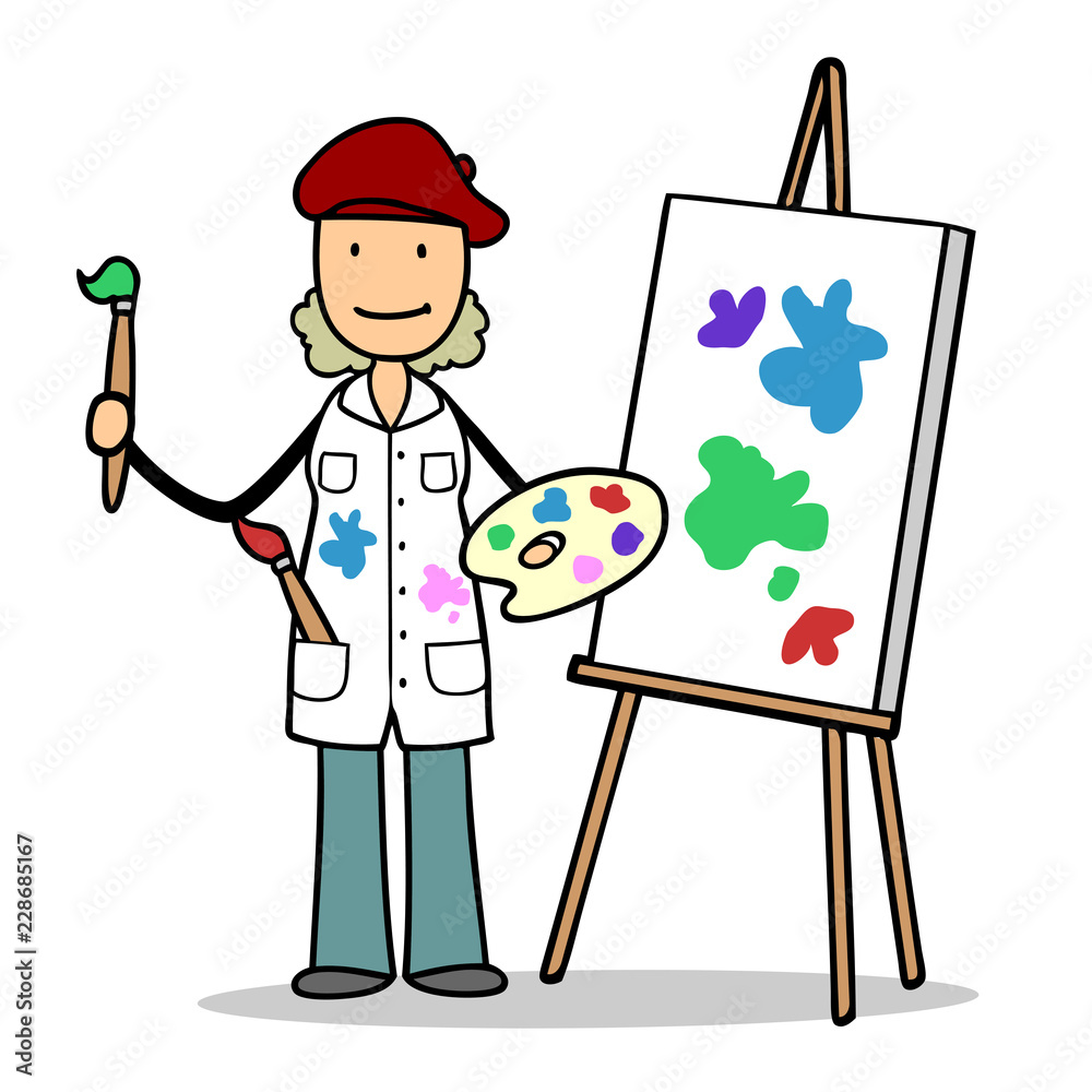 Frau als Malerin und Künstlerin Stock Illustration Adobe Stock