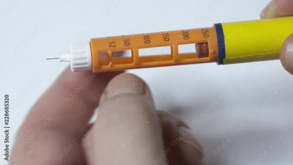 Dial Injection Insulin therapy routine. Patient with diabetes using diabetic insulin ...