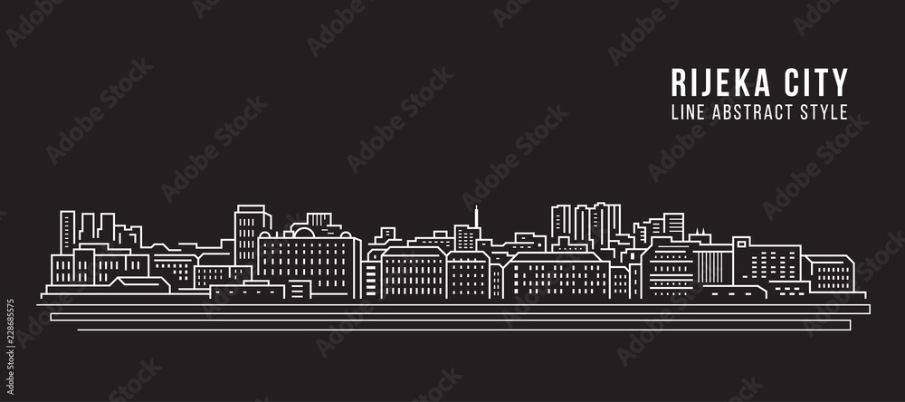 Cityscape Building Line art Vector Illustration design - Rijeka city