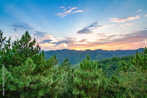 Canvas Print landscape with blue sky and clouds