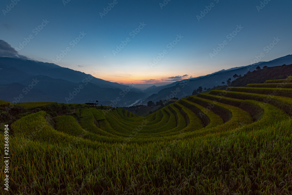 landscape rice fields on terraced of Mu Cang Chai, YenBai, Vietnam

