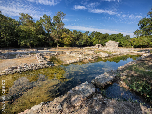 Remnants of homes in Butrint ancient city in Albania