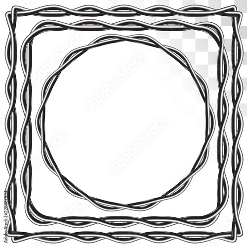 a set of frames of different shapes of braided wire. isolated on transparent background