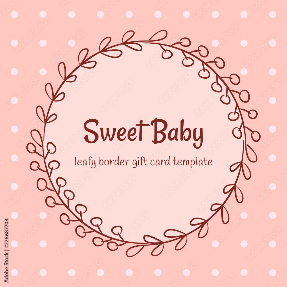 vector hand drawn cute round frame leaf border illustration background template vector hand drawn cute round frame leaf border illustration background template