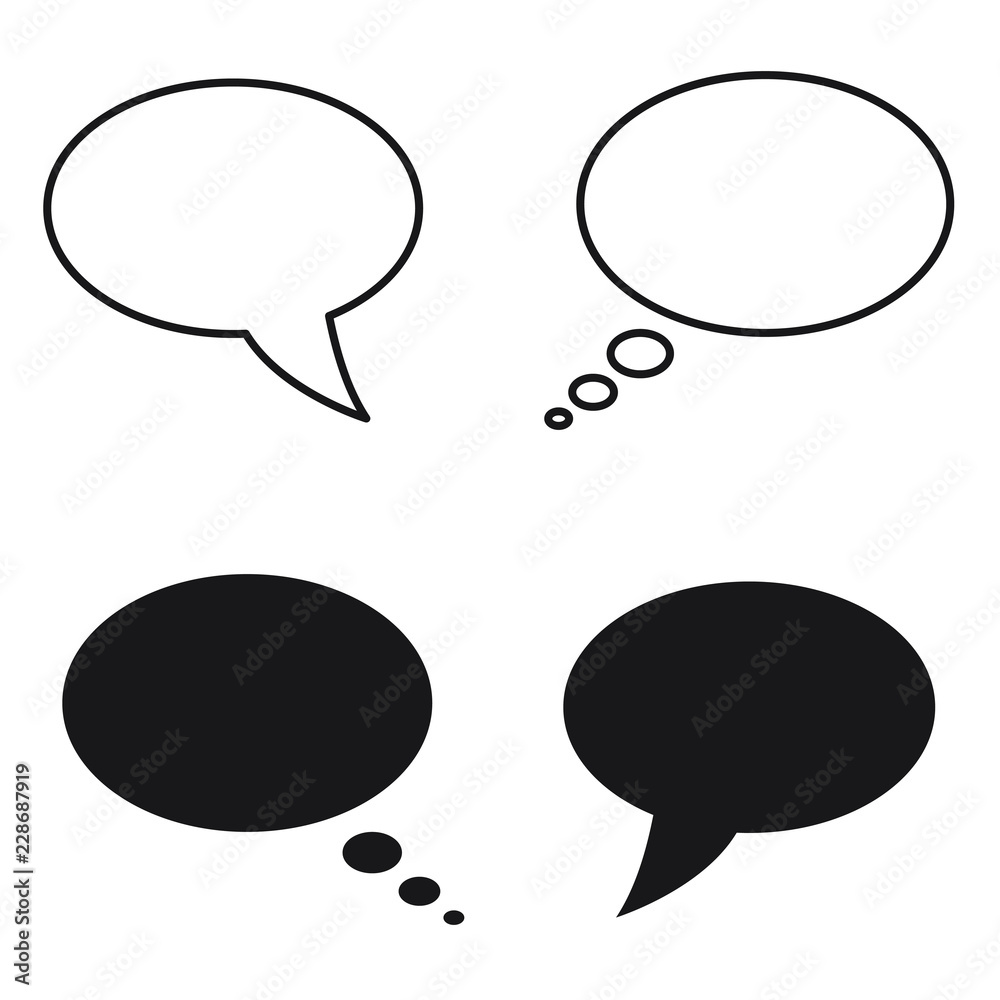 dialog boxes thinking and speeking black on white background dialog boxes thinking and speeking black on white background