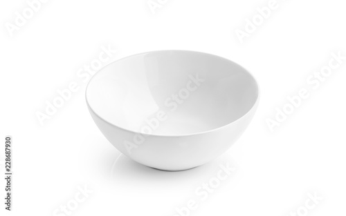 Valokuva white ceramic bowl or deep dish isolated on white background