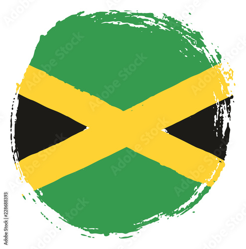 Jamaica Circle Flag Vector Hand Painted with Rounded Brush