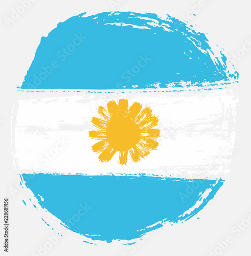 Argentina Circle Flag Vector Hand Painted with Rounded Brush