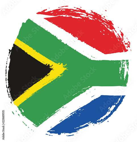 South Africa Circle Flag Vector Hand Painted with Rounded Brush