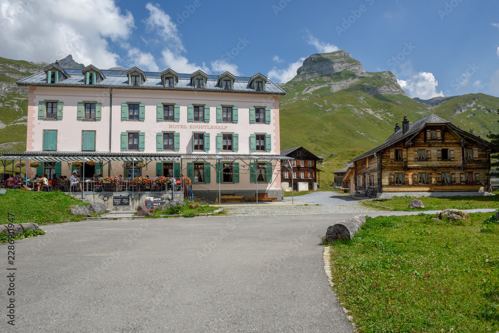 Hotel of Engstlenalp on the Swiss alps