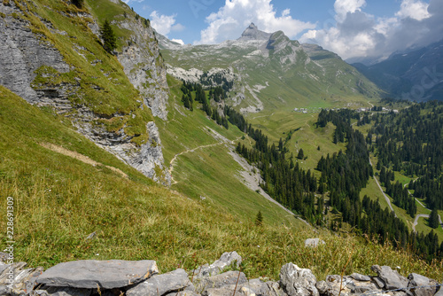 Mountain path at Engstlenalp over Engelberg on Switzerland photo