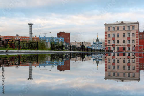 Puddle City Reflection, Norilsk