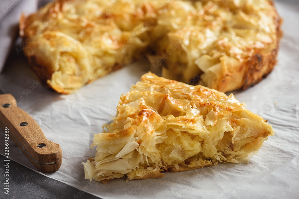Turkish spicy potato rolled borek. Turkish spicy potato rolled borek.