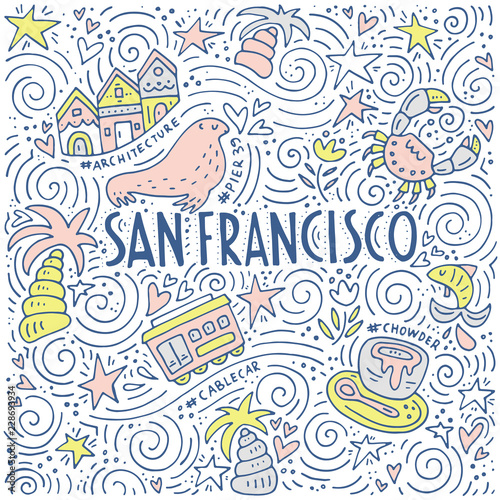 The symbols of San Francisco in pattern