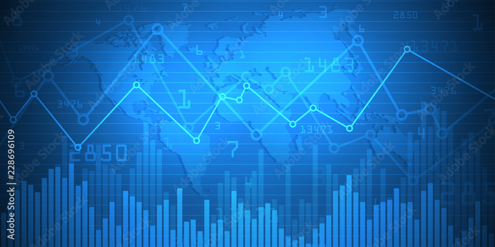Naklejka premium Stock market graph .Business candle stick graph chart of stock market investment trading on dark background design. Trend of graph, Bullish point. Vector illustration