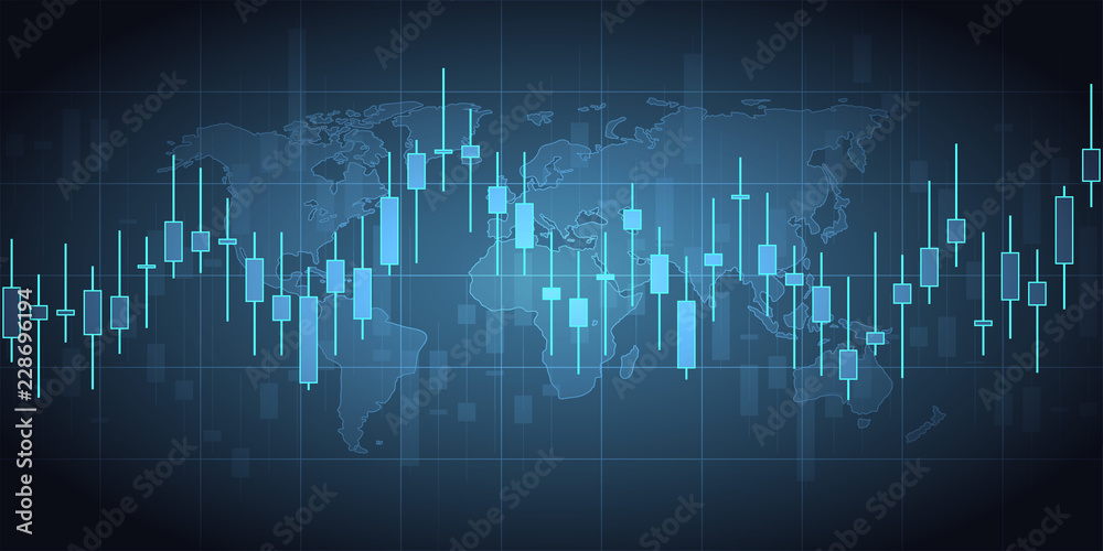 Business candle stick graph chart of stock market investment trading on background design. Stock market graph . Vector illustration