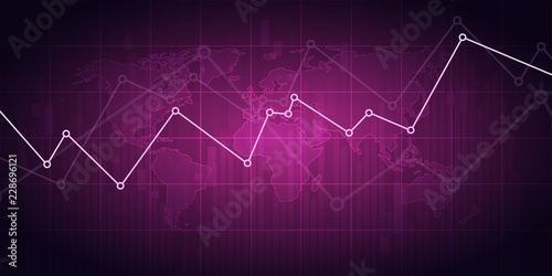 Stock market graph .Business candle stick graph chart of stock market investment trading on dark background design. Trend of graph, Bullish point. Vector illustration