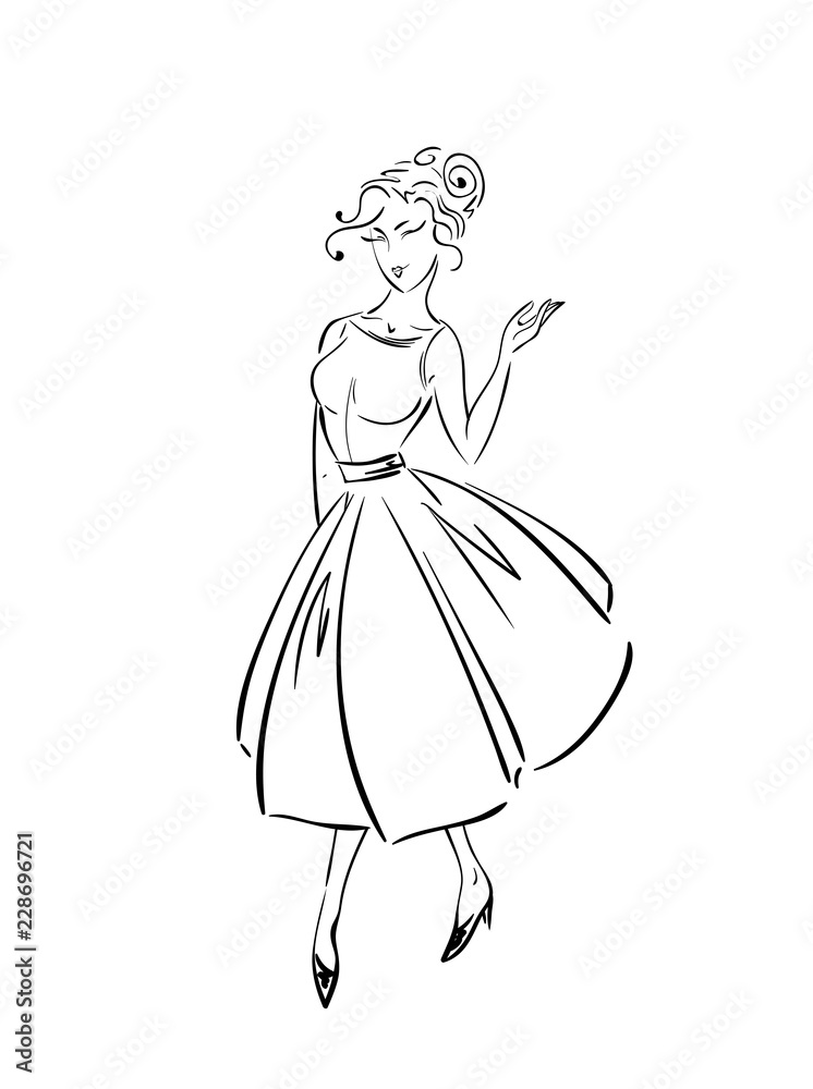Fototapeta premium Fashion freehand dress sketch