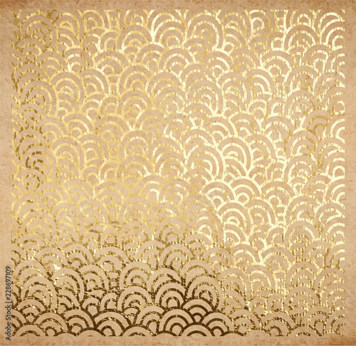 Golden oriental ancient pattern on old paper