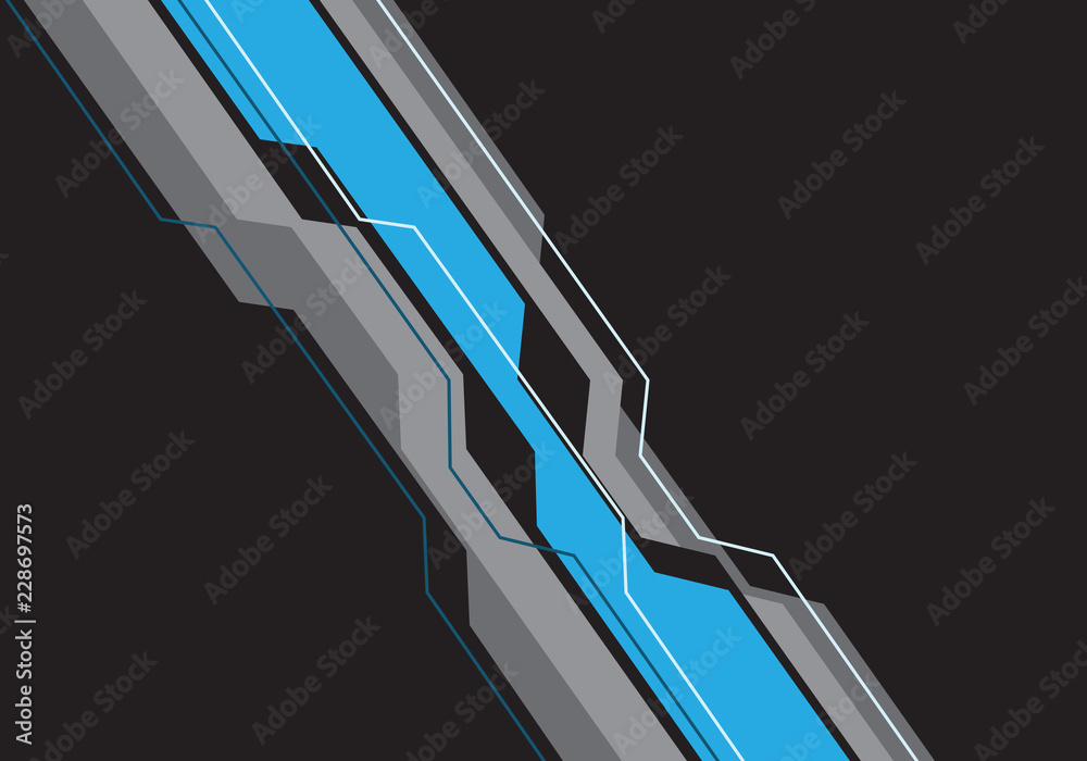 Obraz premium Abstract blue grey line circuit futuristic on dark design modern technology background vector illustration.
