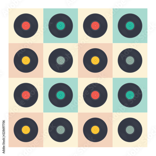 Vinyl records seamless pattern