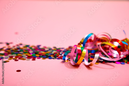 holiday ribbons and confetti
