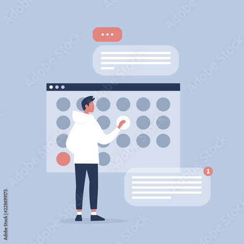 Young manager planning the project in digital calendar