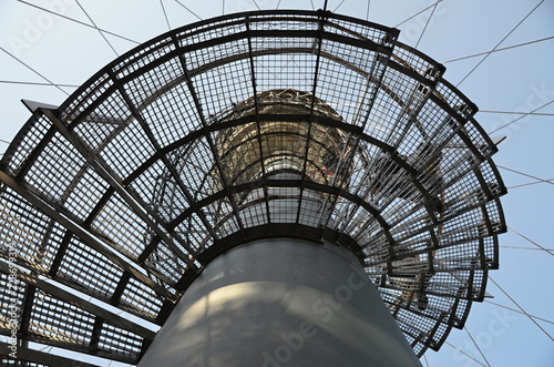 The metal structure of the stair tower stairs