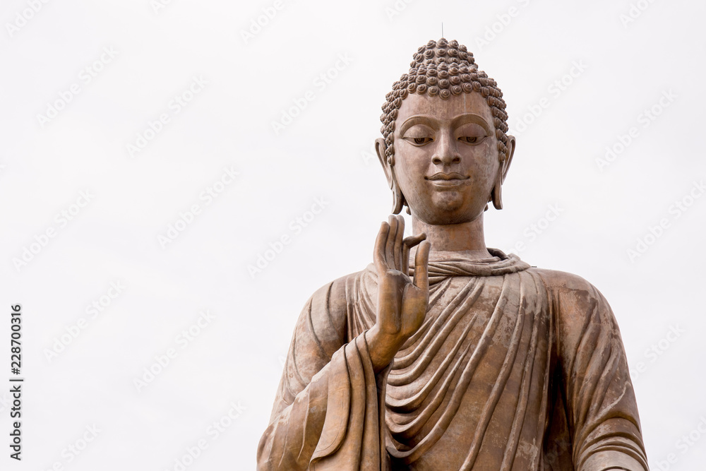 Bronze Buddha statue isolated on white background - Photo made in Thailand - Asia