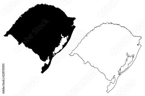 Rio Grande do Sul (Region of Brazil, Federated state, Federative Republic of Brazil) map vector illustration, scribble sketch Rio Grande do Sul map