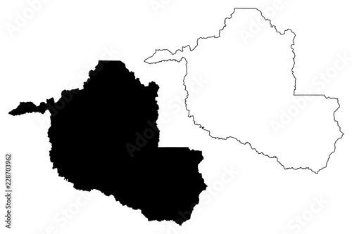 Rondonia (Region of Brazil, Federated state, Federative Republic of Brazil) map vector illustration, scribble sketch Rondônia map