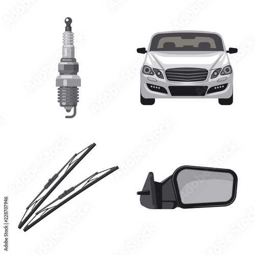 Vector design of auto and part sign. Set of auto and car stock vector illustration.